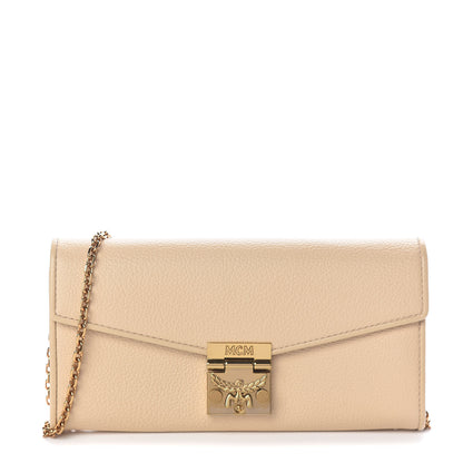 MCM Calfskin Large Patricia Wallet On Chain Beige 1 of 10