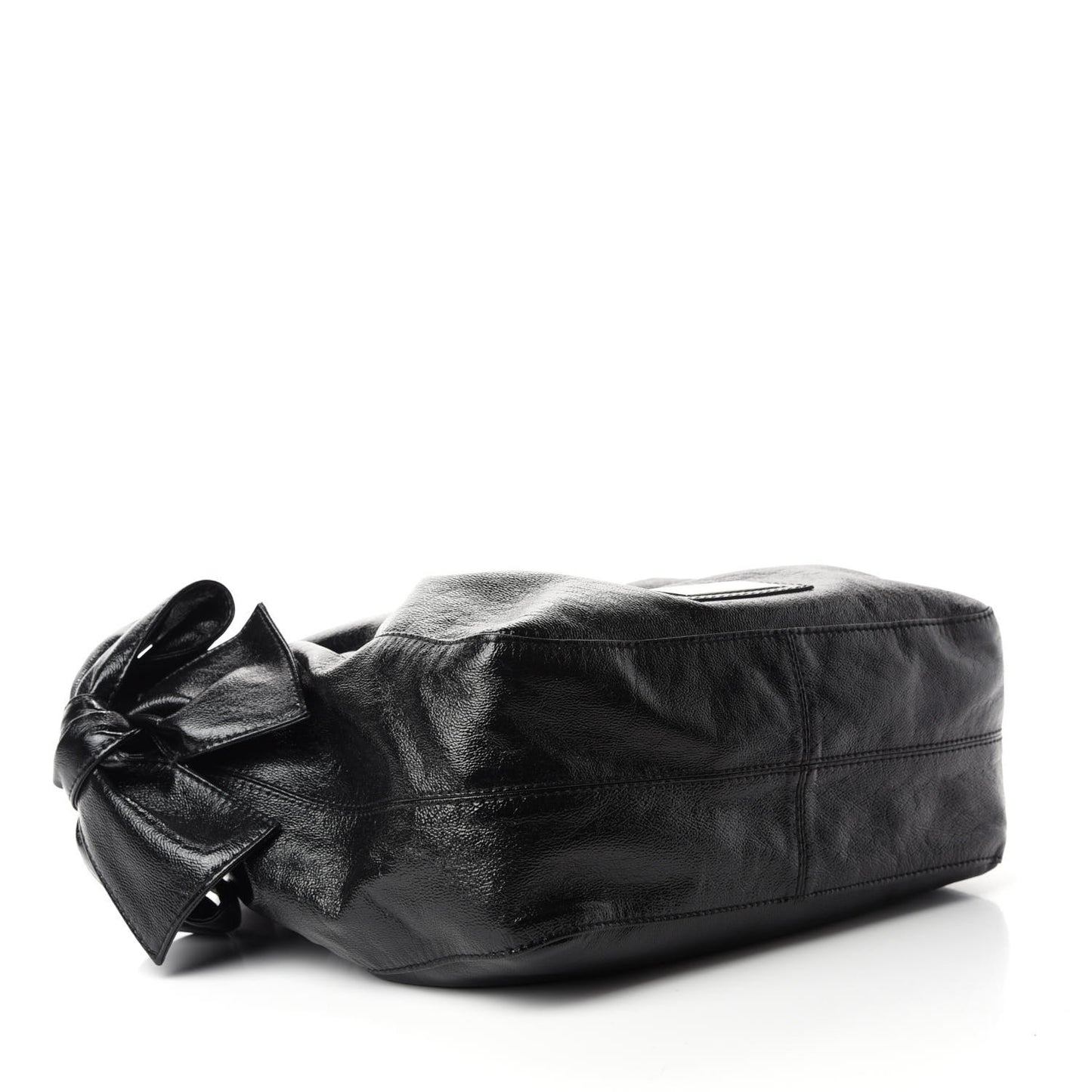 Crinkled Canvas Small Nuage Bow Hobo Black
