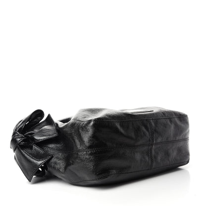 Valentino Garavani Crinkled Canvas Small Nuage Bow Hobo Black 4 of 10