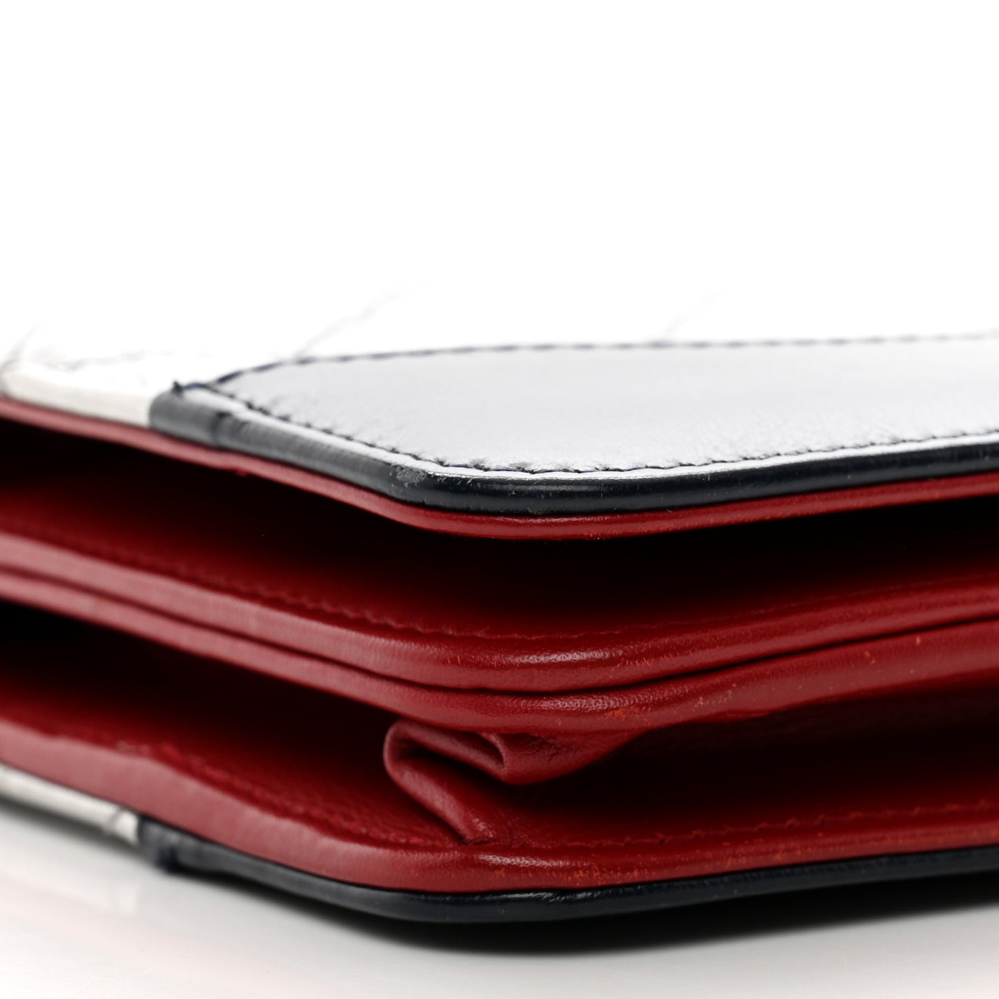 Metallic Aged Calfskin Quilted Gabrielle Wallet On Chain WOC Silver Black