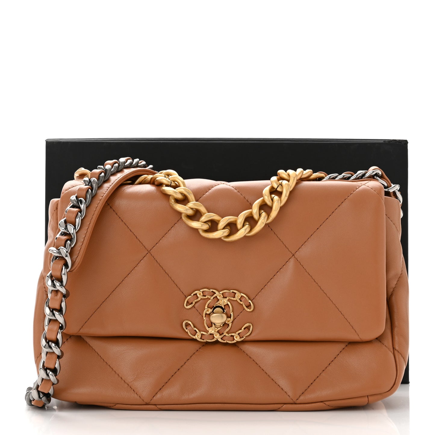 Lambskin Quilted Medium Chanel 19 Flap Brown