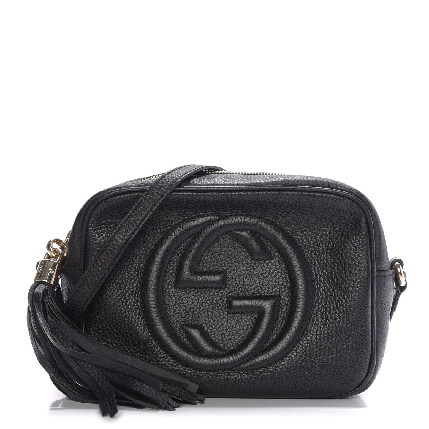 Pebbled Calfskin Small Soho Disco Bag Black