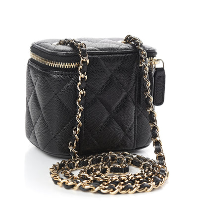 Chanel Caviar Quilted Mini Vanity Case With Chain Black 2 of 9