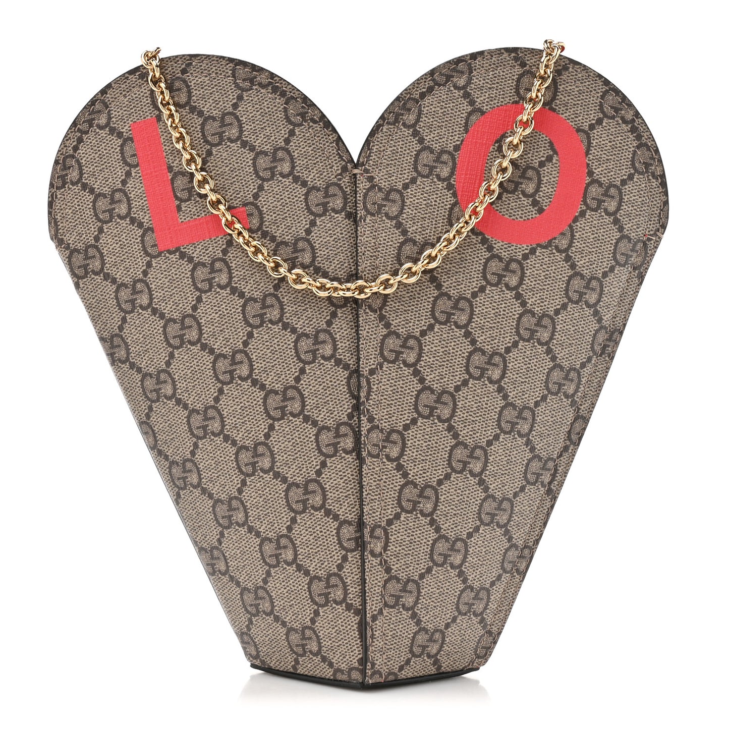 GG Supreme Monogram Love Valentines Day Small Heart Bag Beige Ebony New Geranium