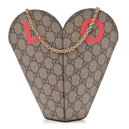 Gucci GG Supreme Monogram Love Valentines Day Small Heart Bag Beige Ebony New Geranium 1 of 11