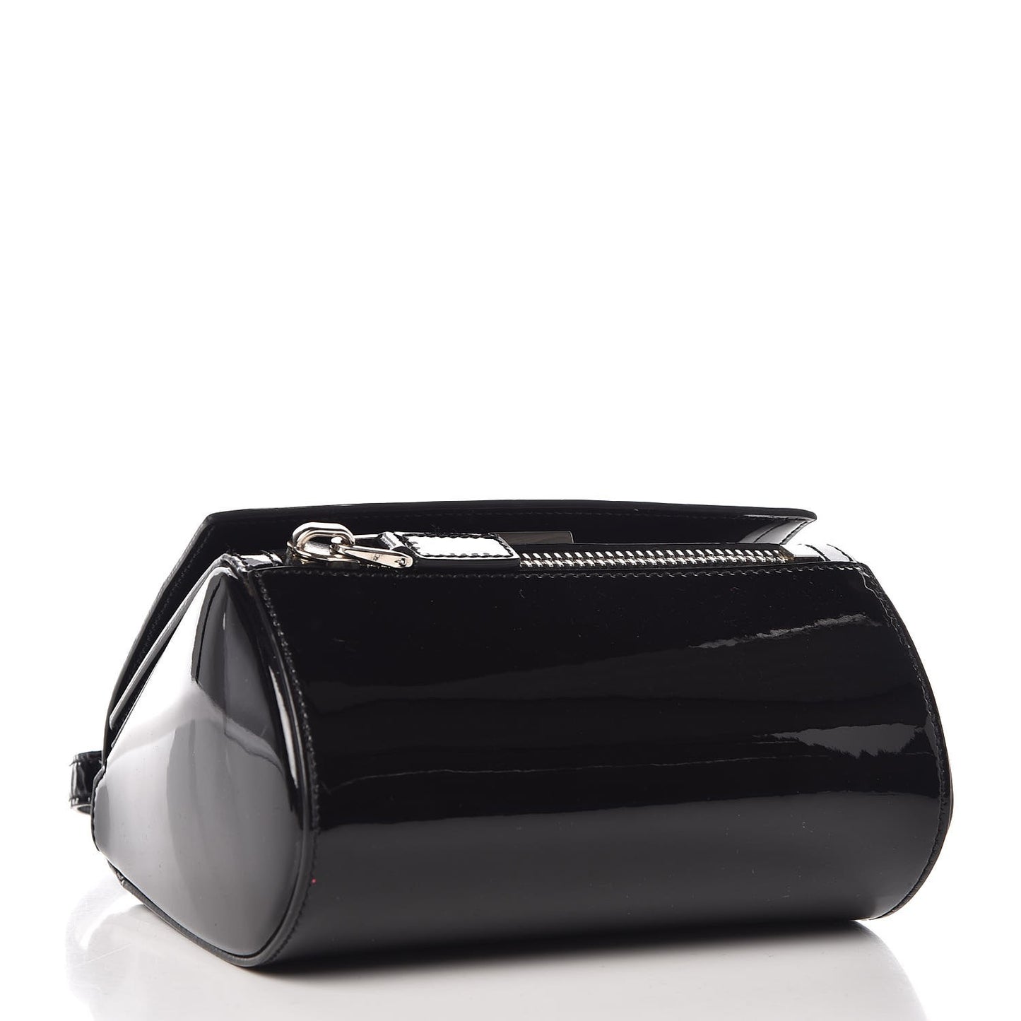 Patent Calfskin Mini Pandora Box Crossbody Bag Black