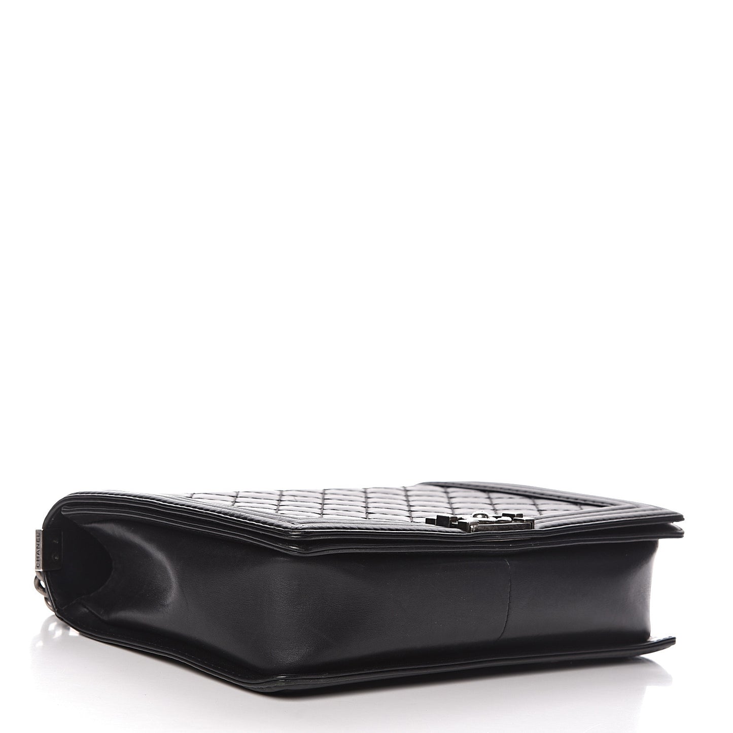 Calfskin Quilted Large Boy Flap Black