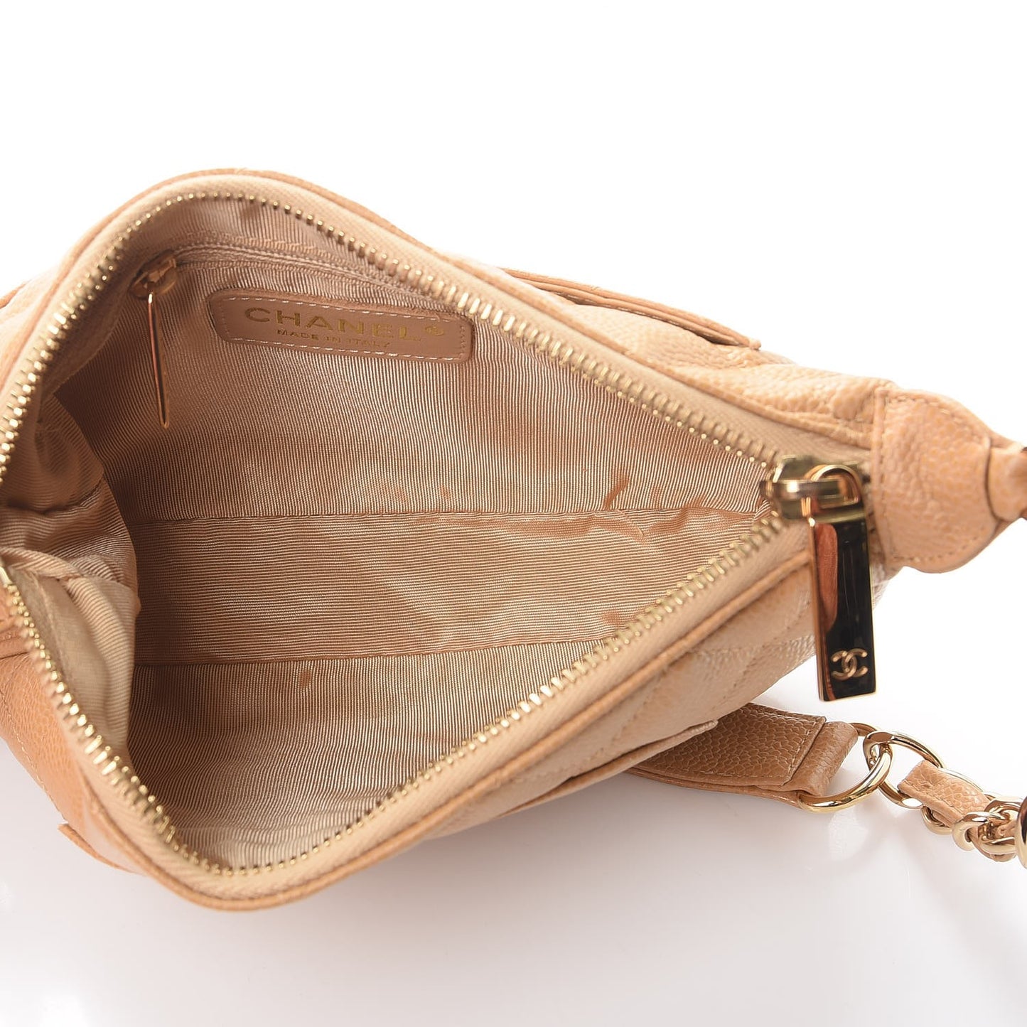 Caviar Quilted CC Shoulder Bag Beige