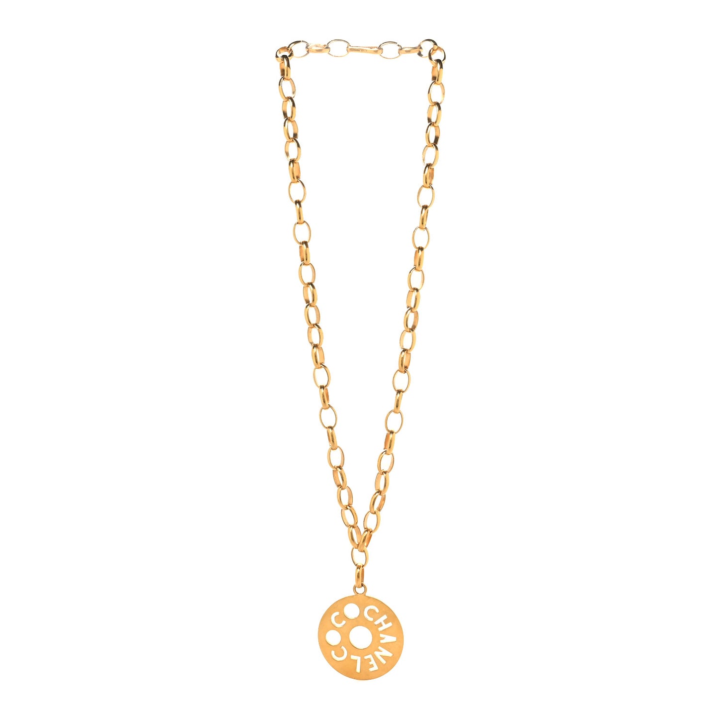 Metal Oversized Coco Chanel Medallion Necklace Gold