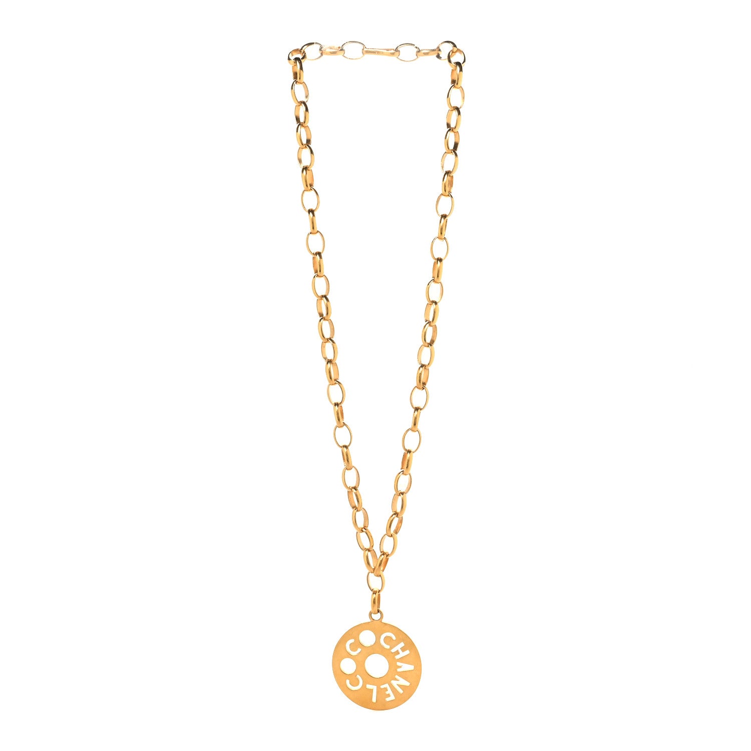 Chanel Metal Oversized Coco Chanel Medallion Necklace Gold 3 of 4