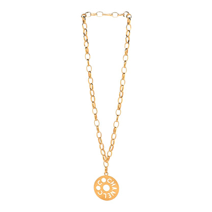 Chanel Metal Oversized Coco Chanel Medallion Necklace Gold 3 of 4