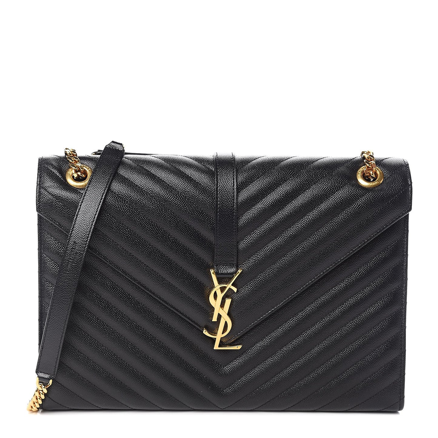 Grain De Poudre Matelasse Chevron Large Monogram Satchel Black