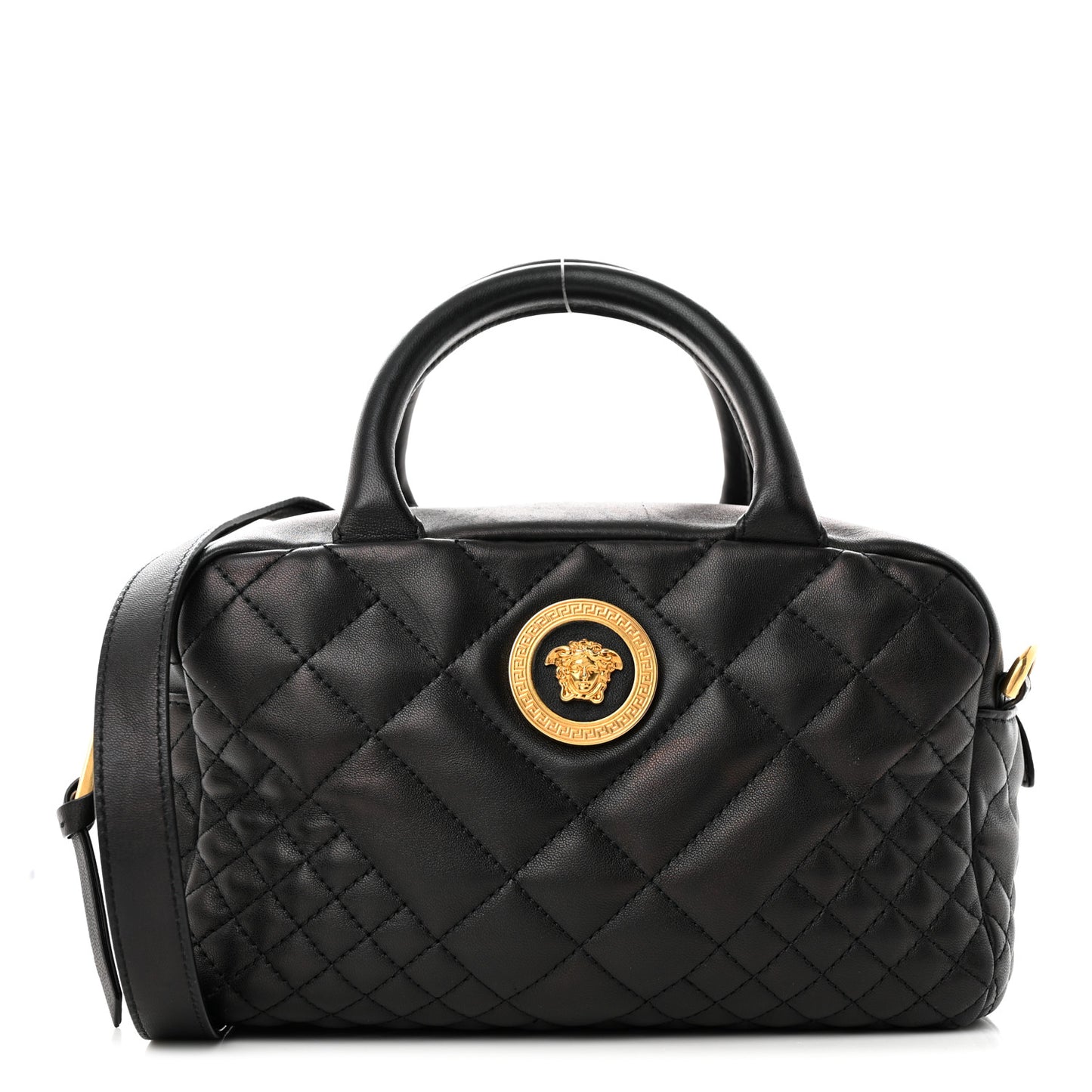 Nappa Quilted Icon Bowler Bag Black