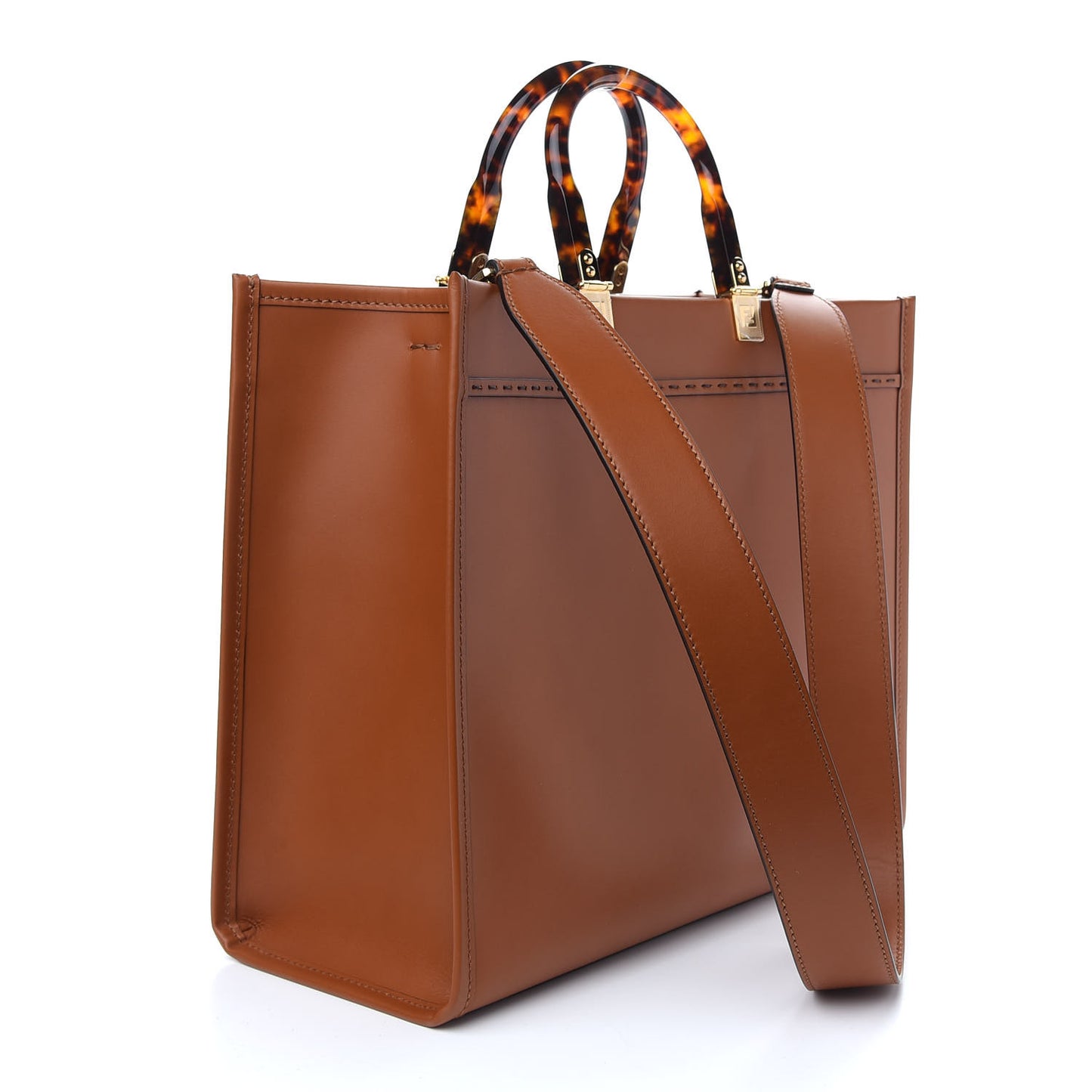 Vitello King Plexiglass Medium Fendi Sunshine Shopper Tote Cuoio