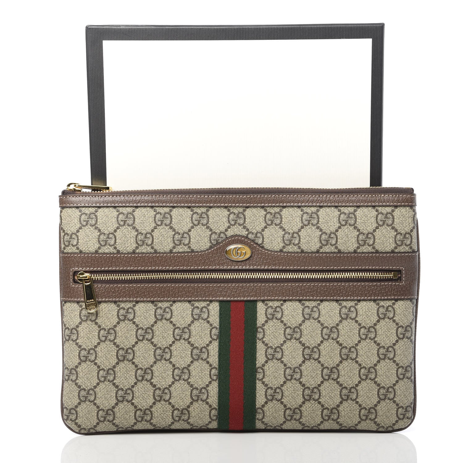 Gucci GG Supreme Monogram Large Ophidia Pouch Clutch Brown 8 of 8