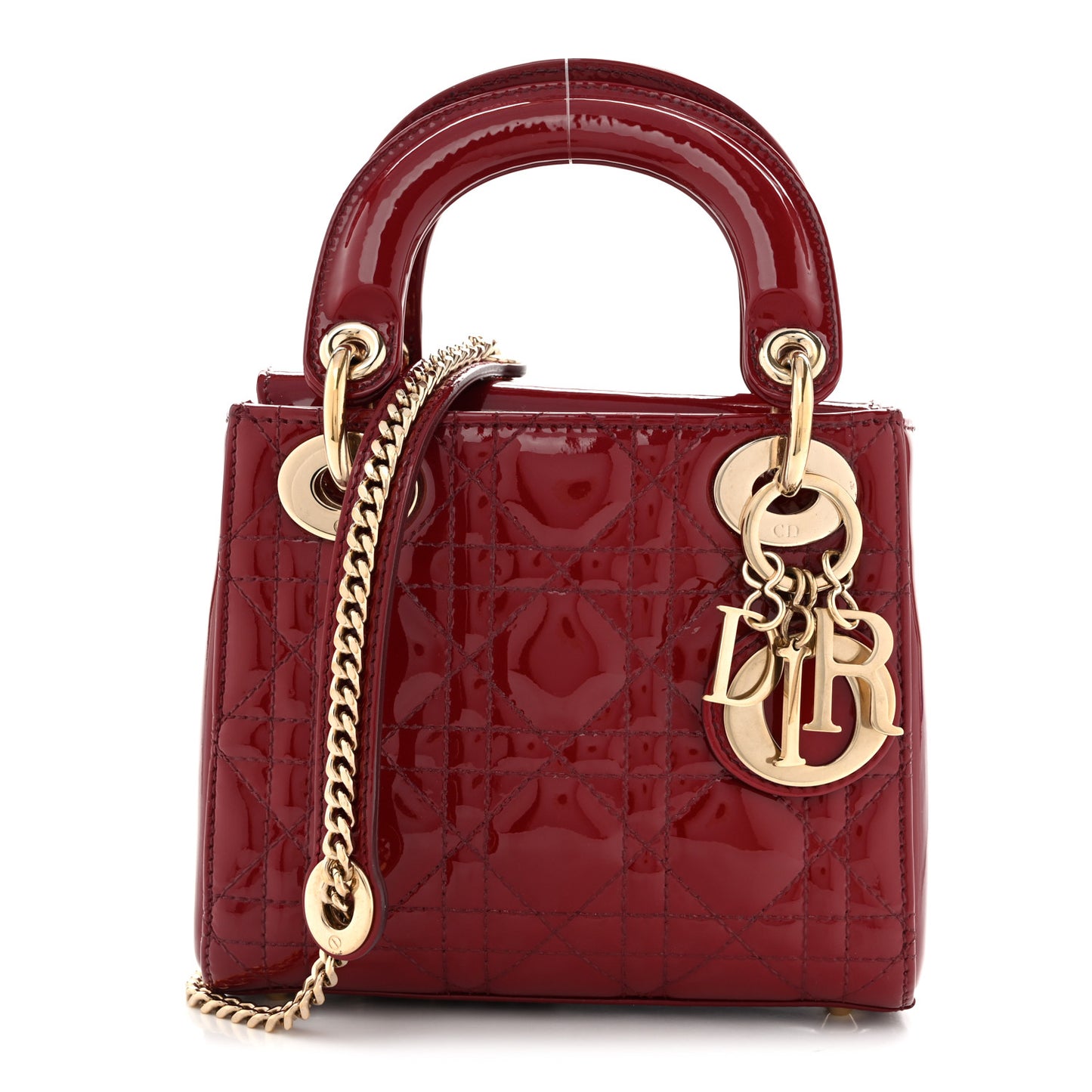 Patent Cannage Mini Lady Dior Red