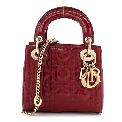 Christian Dior Patent Cannage Mini Lady Dior Red 1 of 12