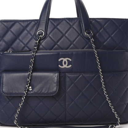 Chanel Calfskin Quilted Ultra Pocket Shopping Tote Navy 8 of 10