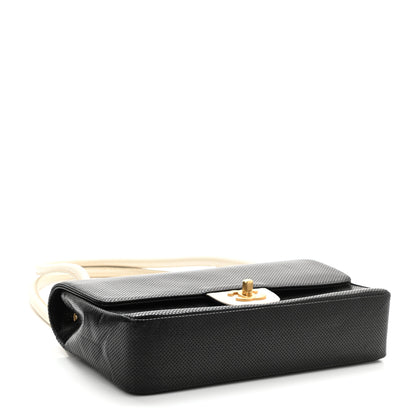 Chanel Lambskin Perforated Medium Single Flap Bag Black White 4 of 11