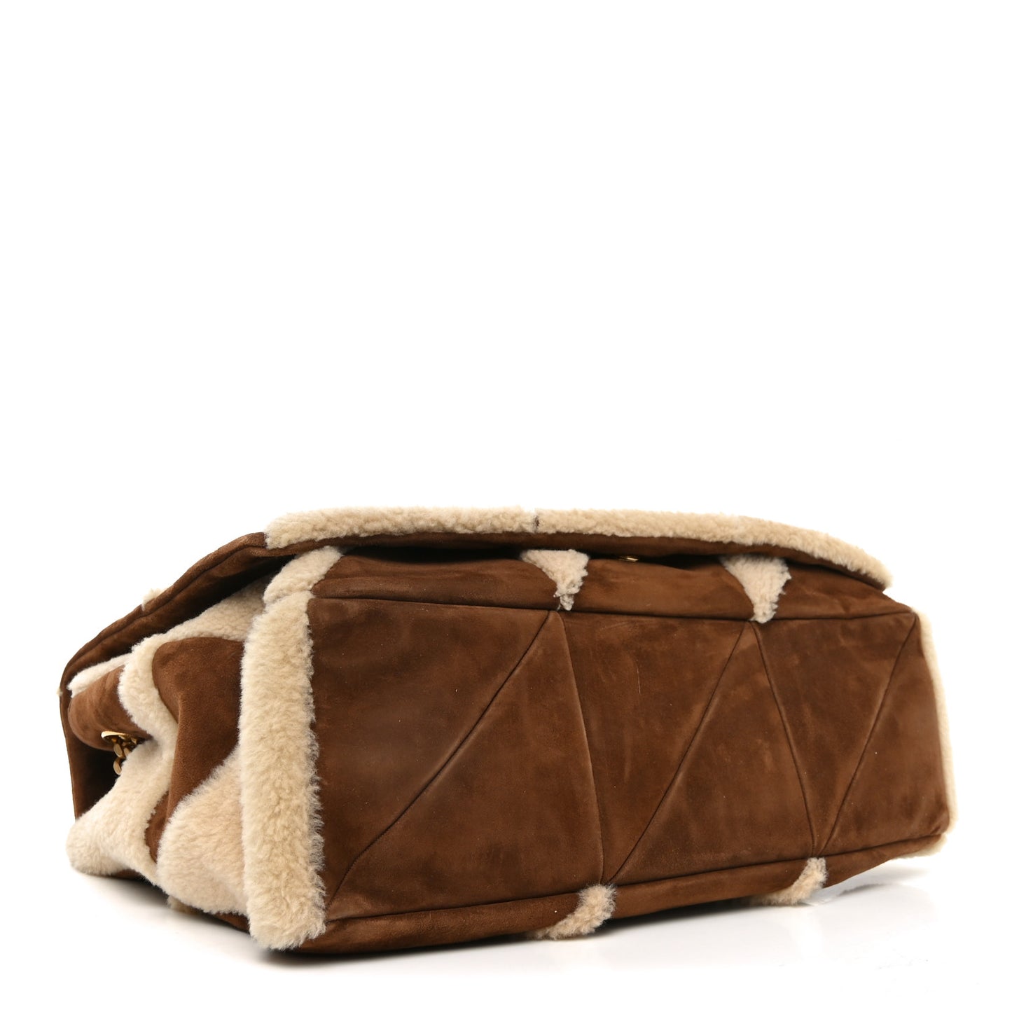 Suede Shearling Patchwork Monogram Giant Jamie Brown Beige