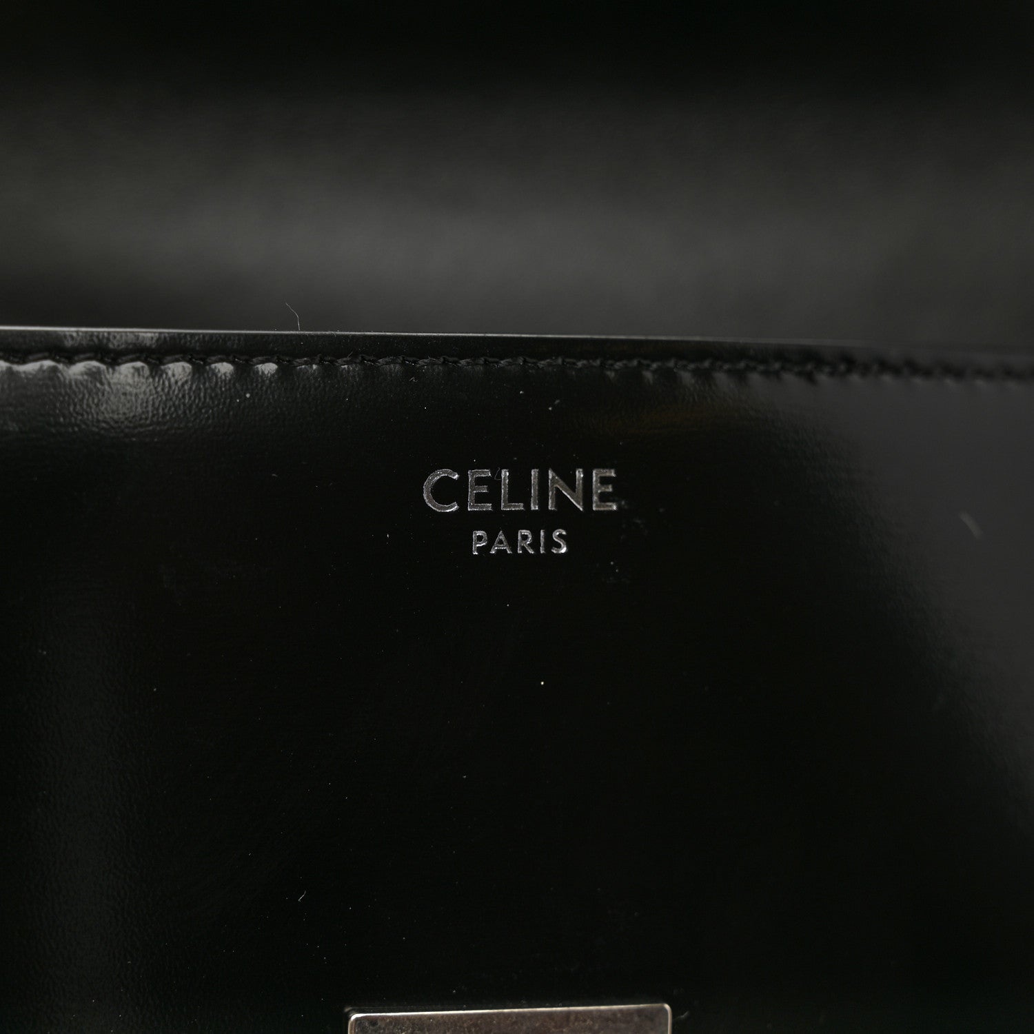 Celine Shiny Calfskin Triomphe Chain Shoulder Bag Black 5 of 8