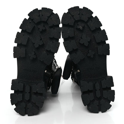 Prada Spazzolato Rois Re-Nylon Metal Triangle Logo Monolith Pouch Pocket 55mm Tall Combat Boots 39.5 Black 5 of 8