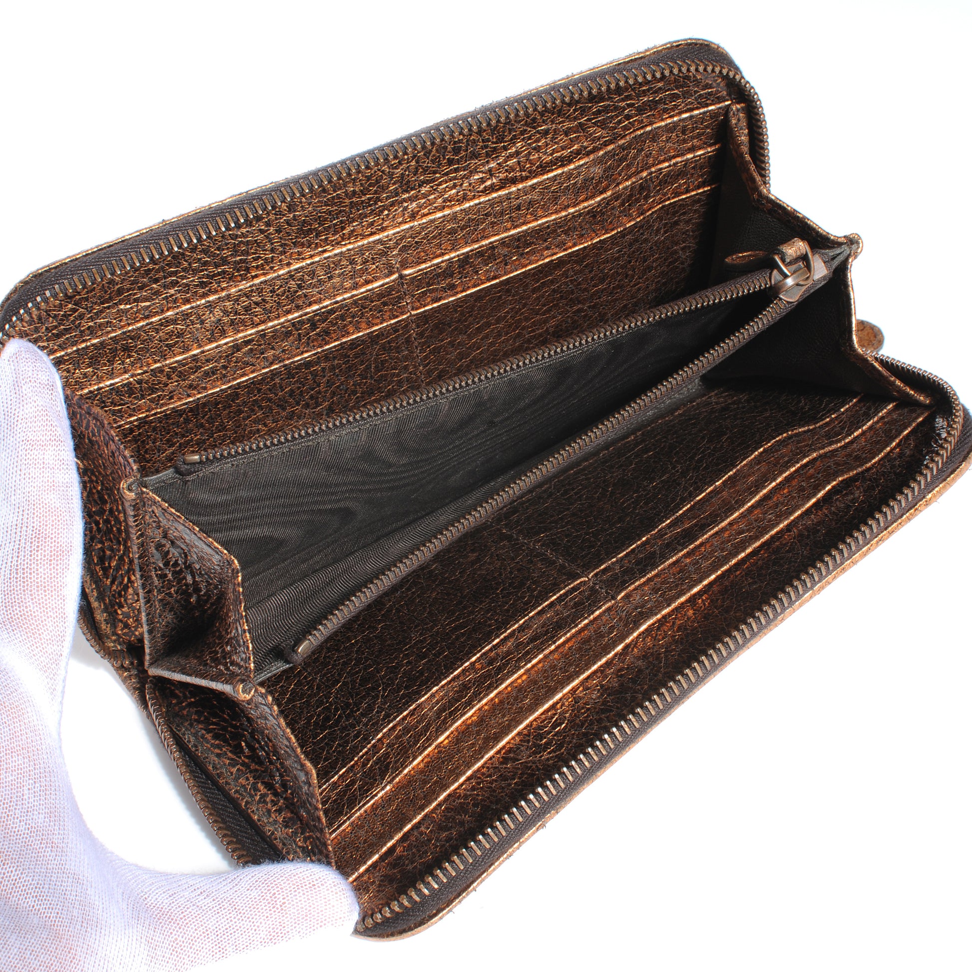 Bottega Veneta Cervo Zip Around Wallet Rame Ossidato 4 of 7