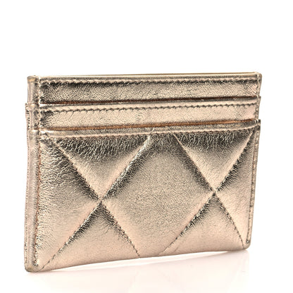 Chanel Metallic Lambskin Quilted Chanel 19 Card Holder Gold 3 of 11