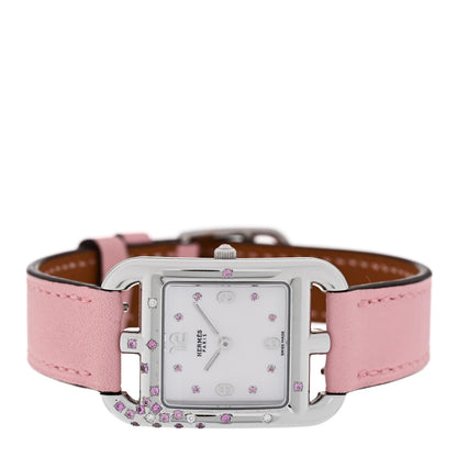 Hermes Stainless Steel Swift Diamond Pink Sapphire Mother of Pearl 23mm Cape Cod Quartz Watch Rose Sakura 2 of 5