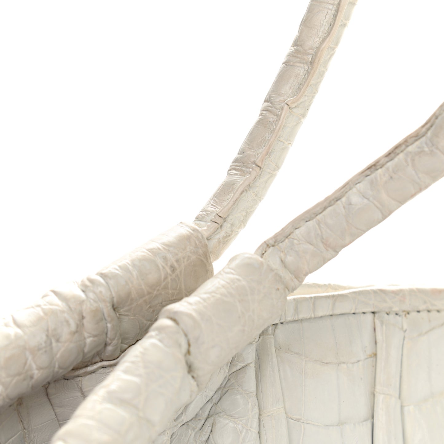 Crocodile Top Handle Tote White