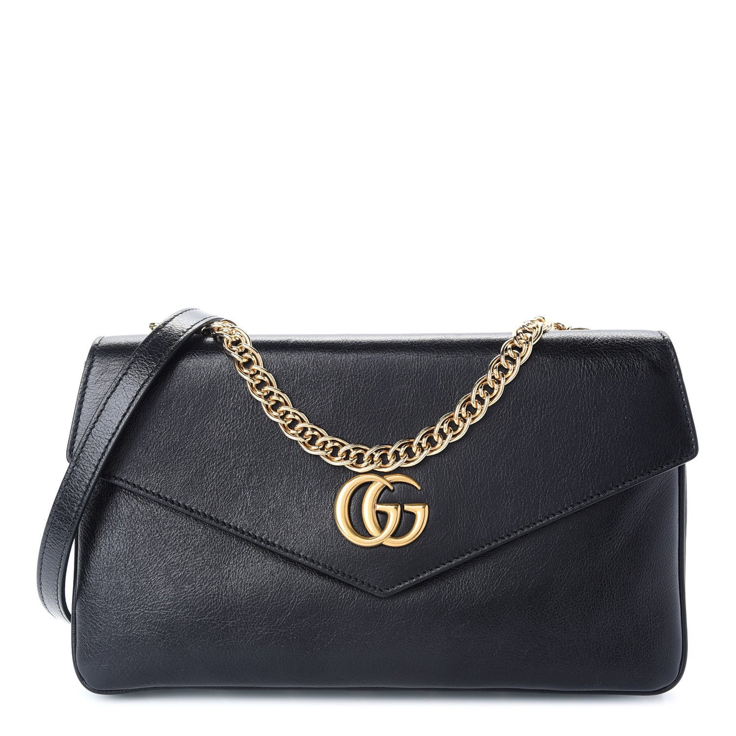 Calfskin Diagonal GG Medium Thiara Double Envelope Shoulder Bag Emerald Green Black