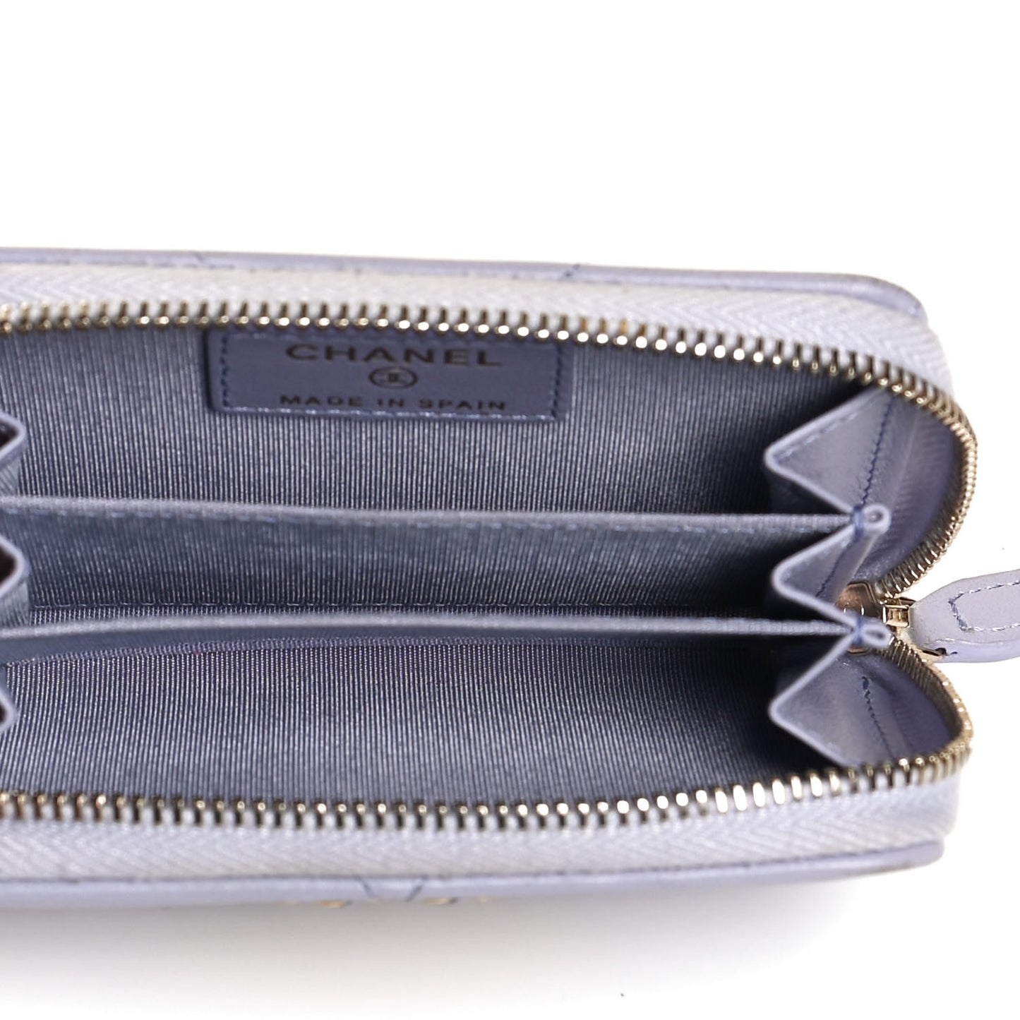Lambskin Quilted Chanel 19 Zip Around Coin Purse Wallet Light Purple