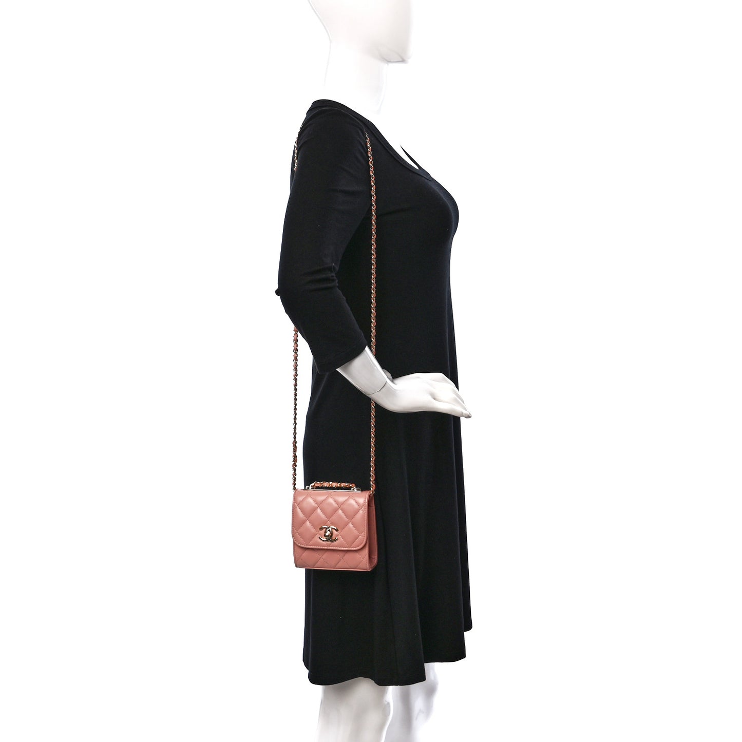Lambskin Quilted Mini Trendy CC Chain Wallet Pink