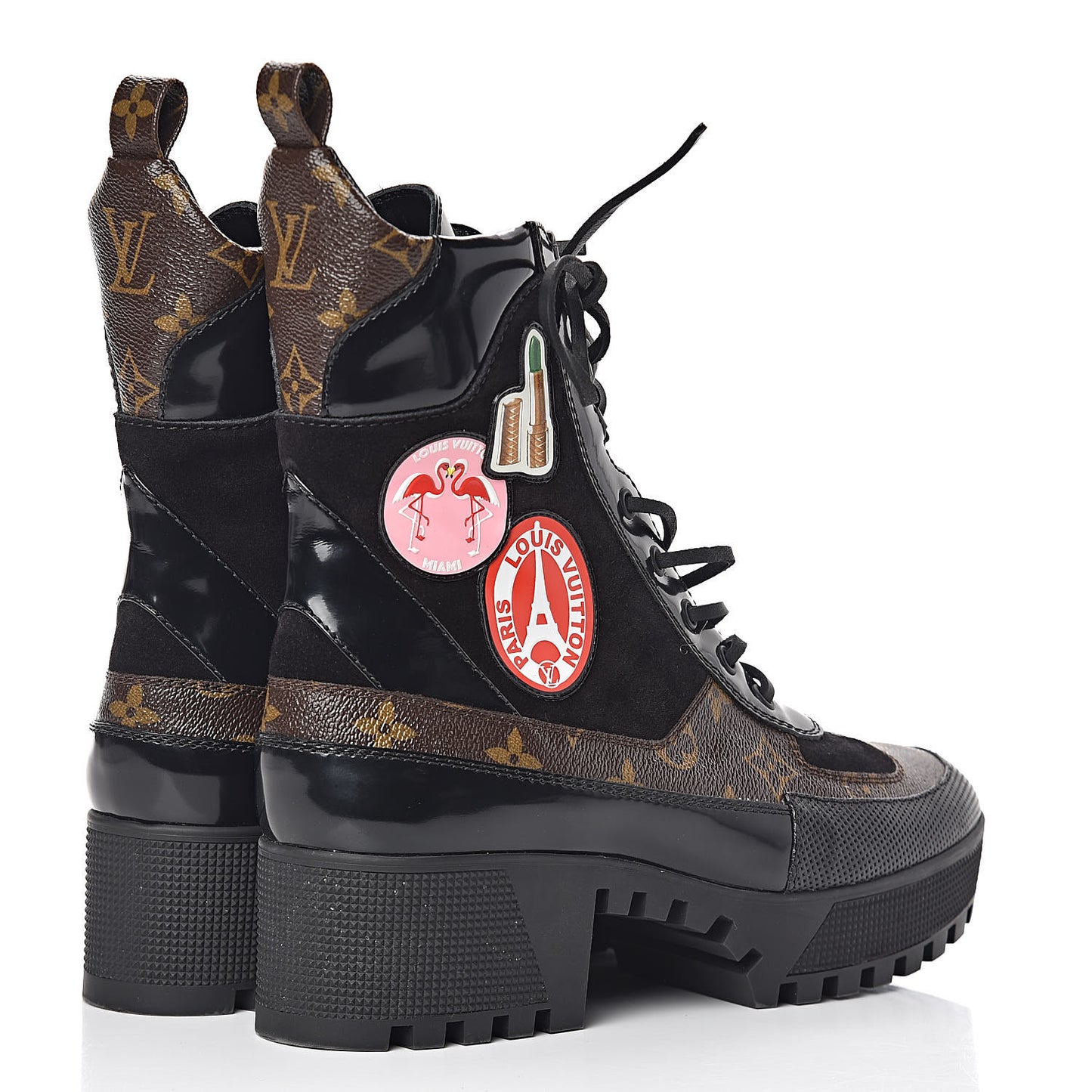 Suede Calfskin Monogram Checkpoint Platform Desert Boots 41 Black