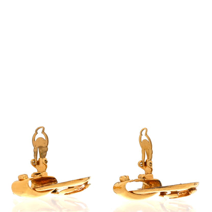 Chanel Metal Round CC Drop Clip On Earrings Gold 3 of 4