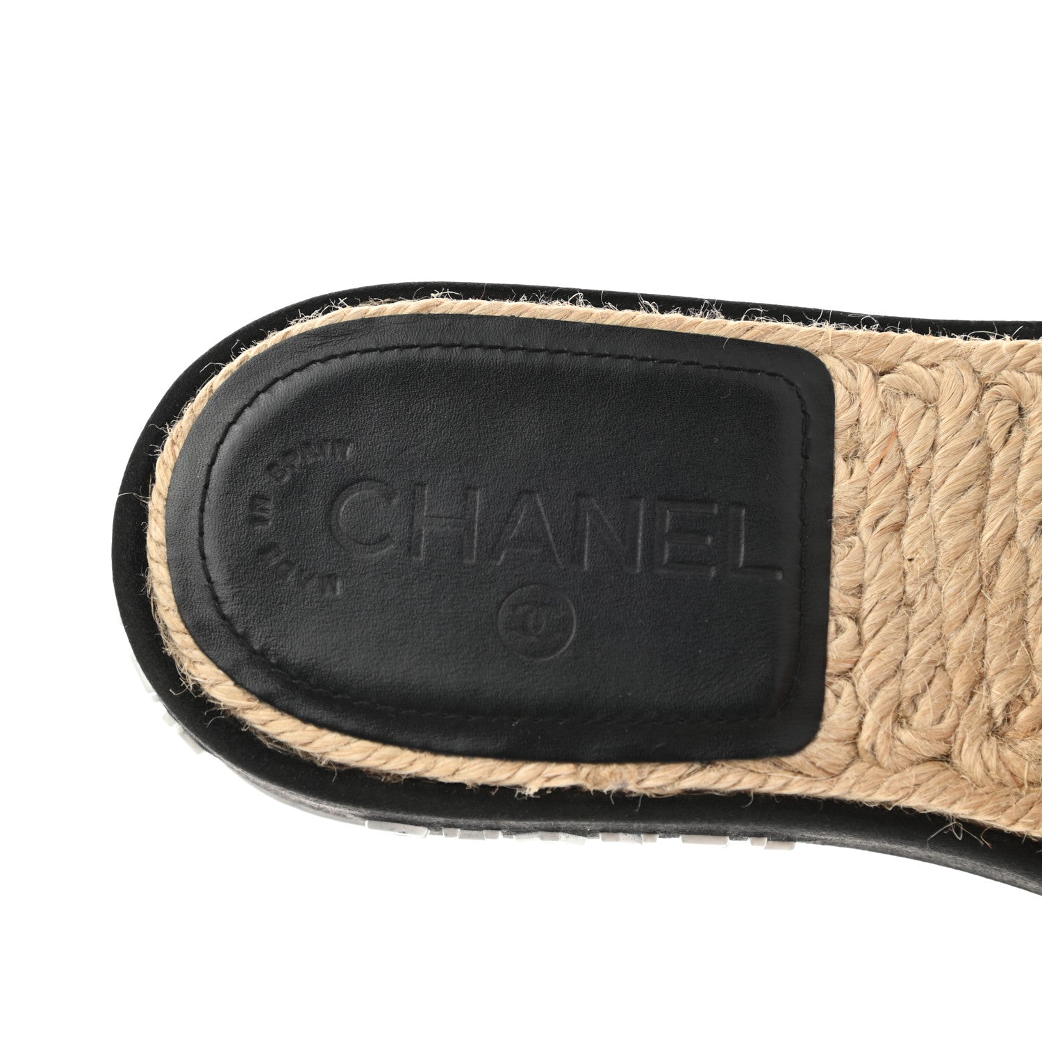Chanel Lambskin Quilted CC Espadrille Slip On Sandals 37 Black 7 of 8