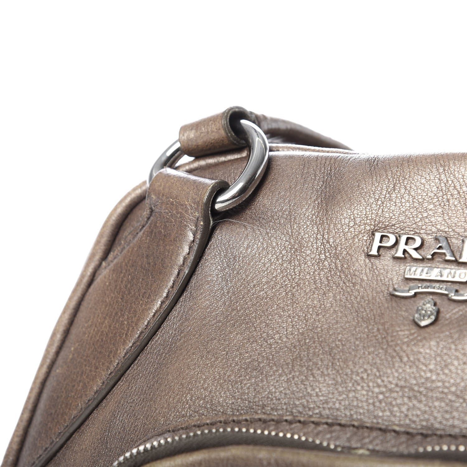 Prada Cervo Antik Bowler Front Pocket Tote Fumo 11 of 13