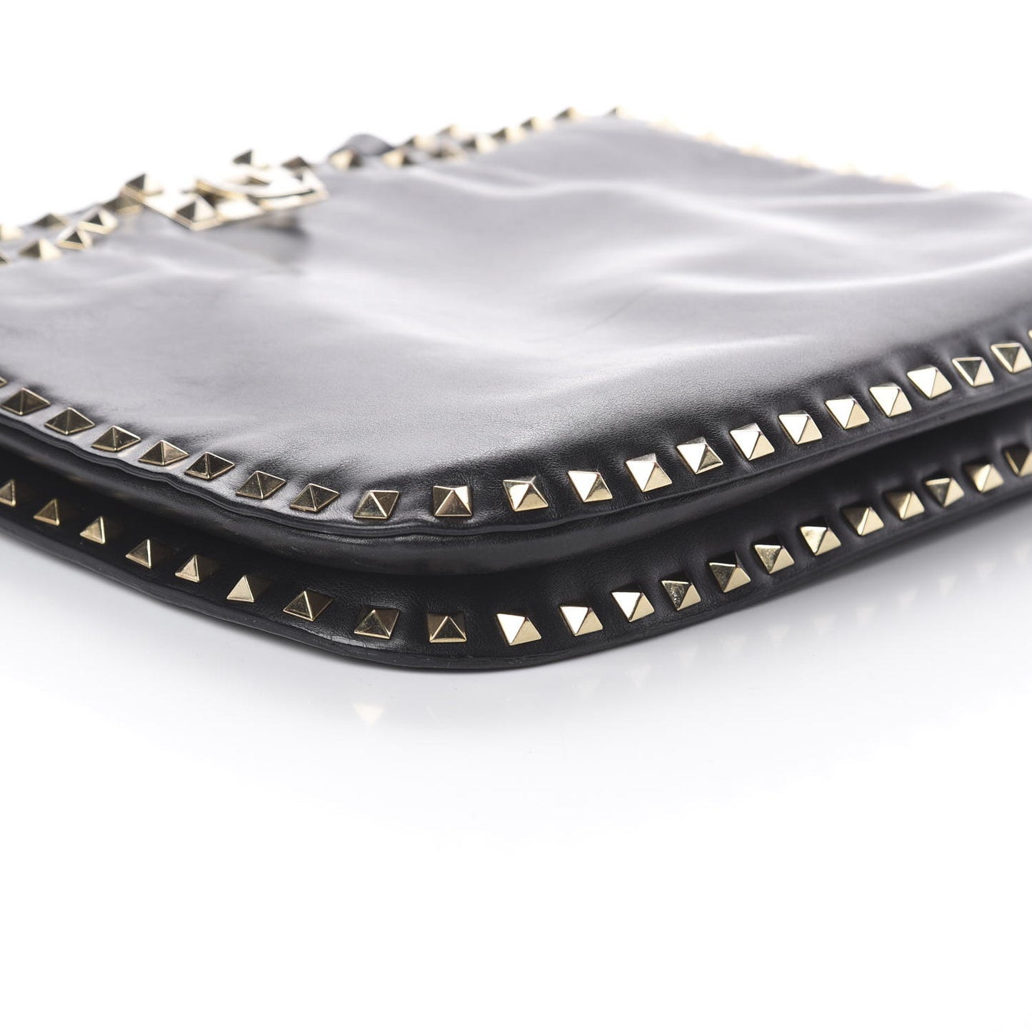 Vitello Rockstud Shoulder Satchel Black