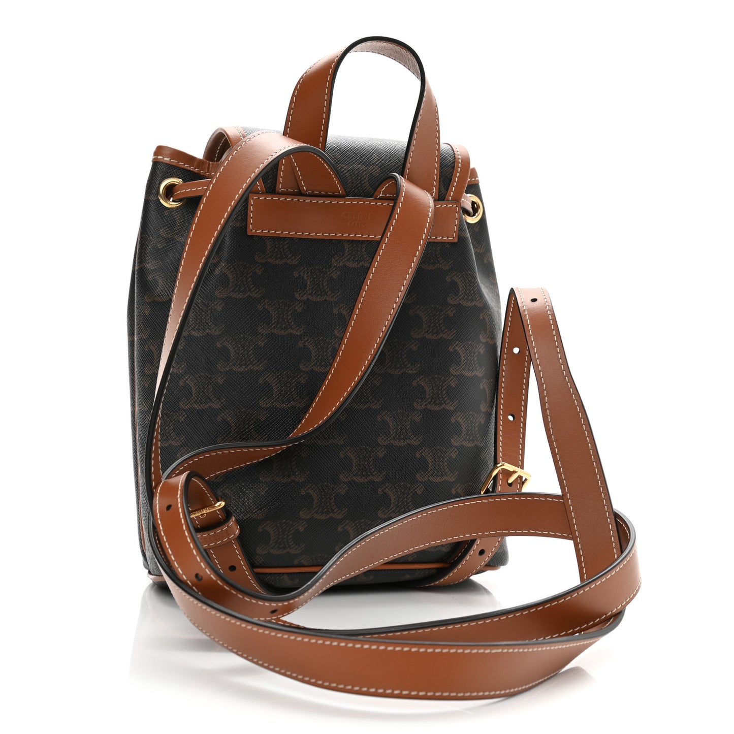 Triomphe Canvas Calfskin Mini Folco Backpack Tan