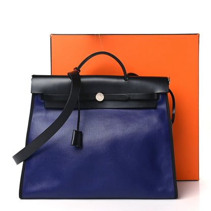 Hermes Toile H Berline Vache Hunter Herbag Zip 39 MM Bleu Saphir Black 12 of 12