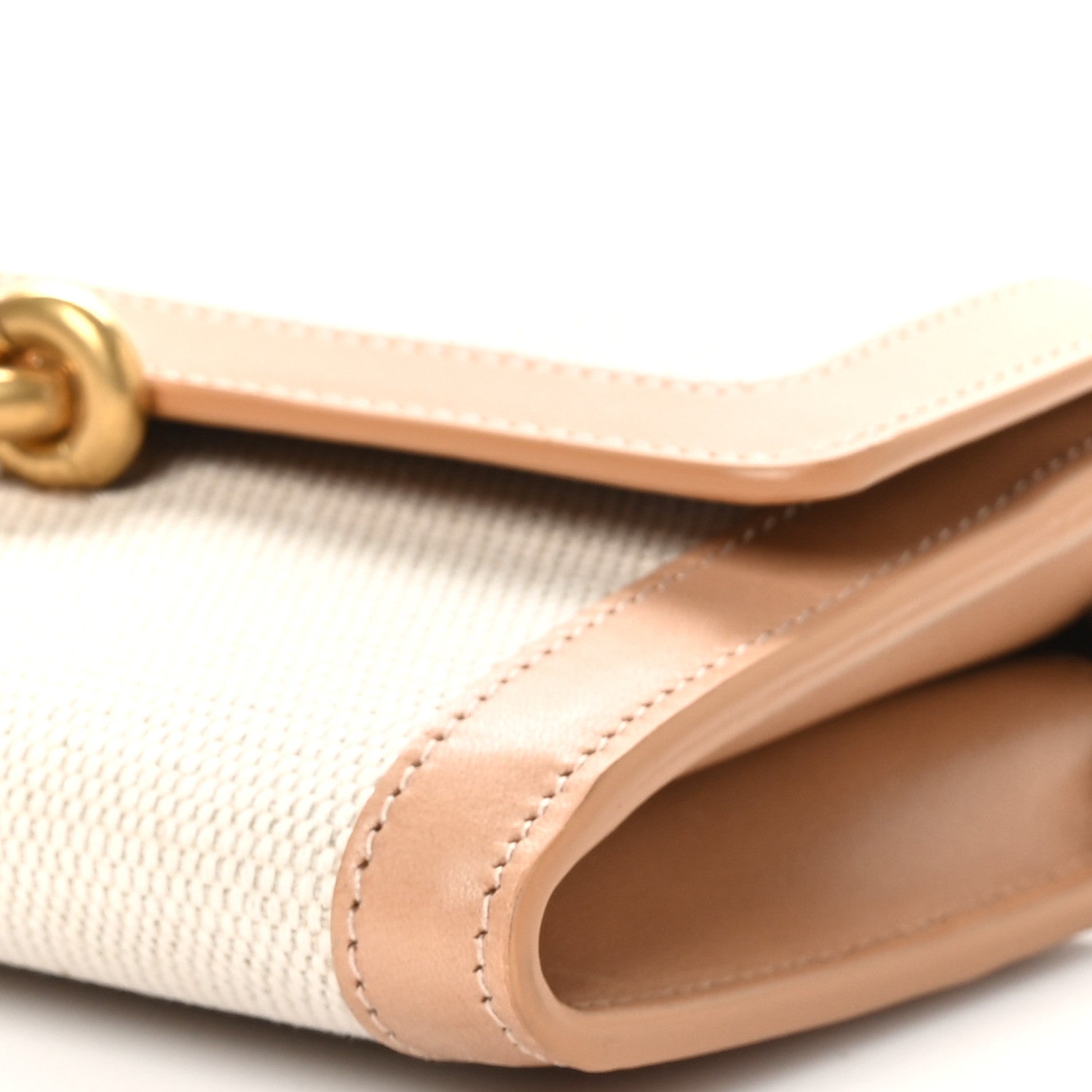Saint Laurent Calfskin Canvas Le Maillon Chain Wallet Tan 9 of 9