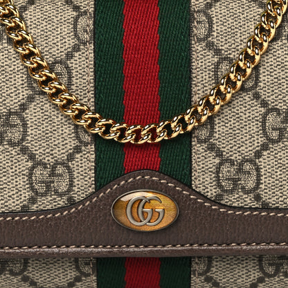 Gucci GG Supreme Monogram Web Ophidia Wallet On Chain Brown 8 of 11