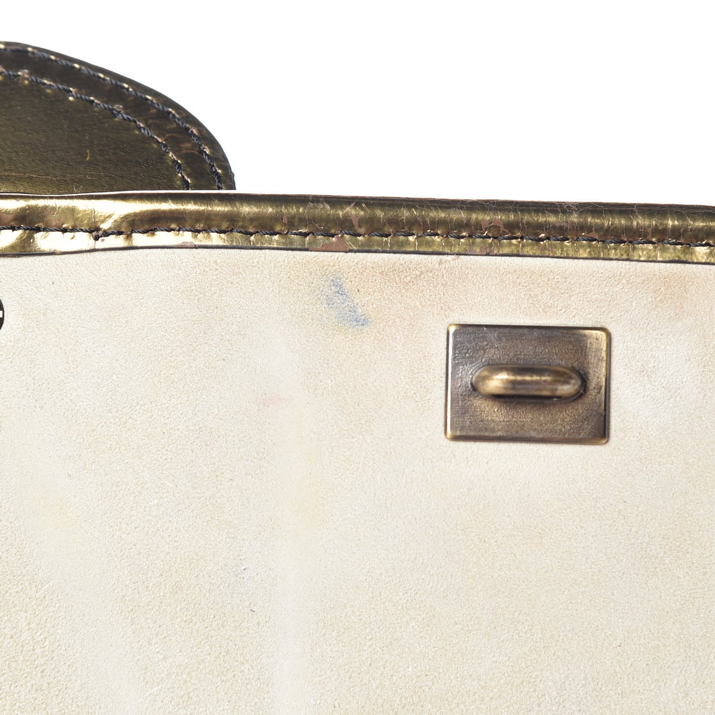 Patent Calfskin B Bag Gold