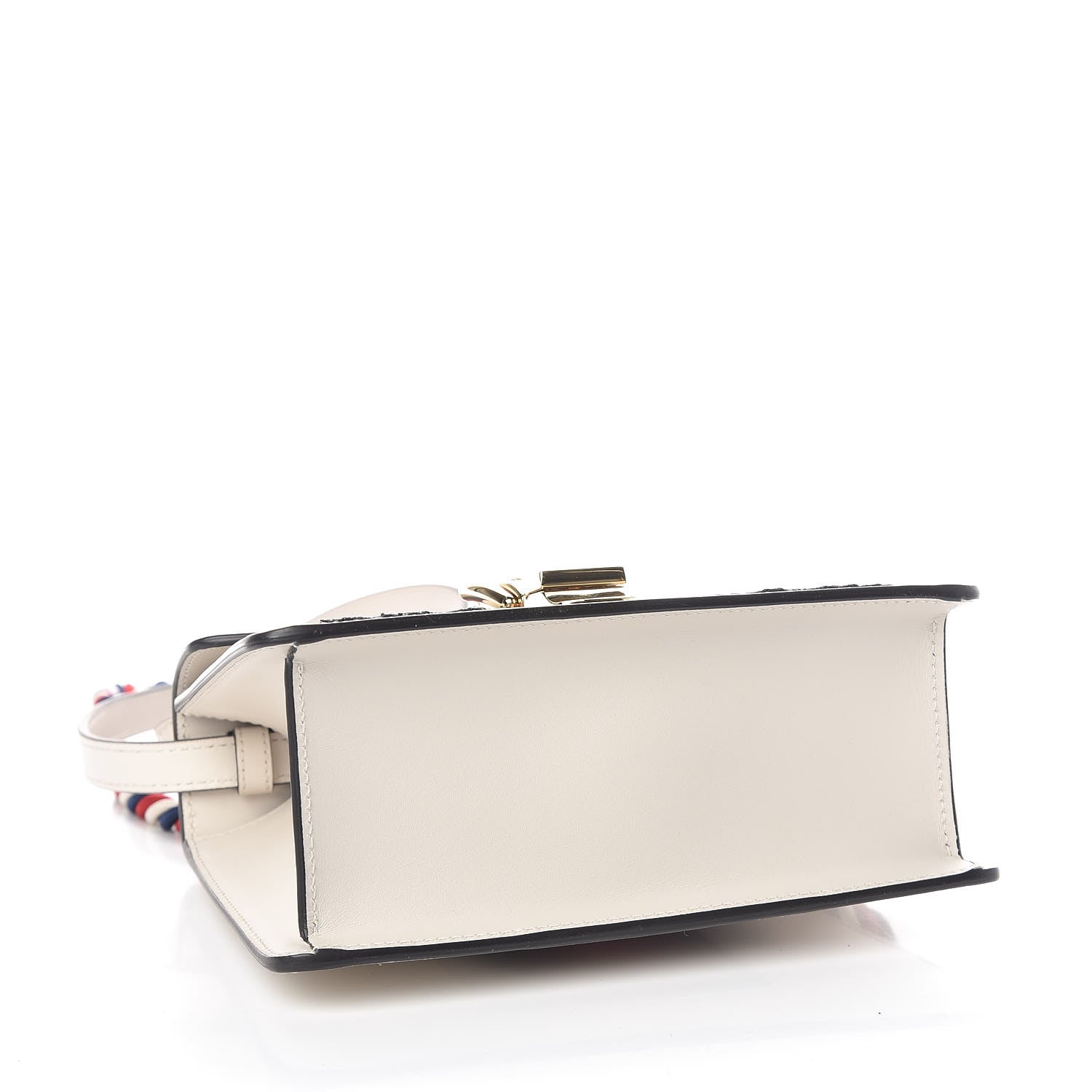 Gucci Calfskin Embroidered Mini Sylvie Top Handle Bag White 5 of 11
