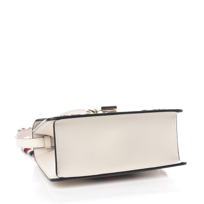 Gucci Calfskin Embroidered Mini Sylvie Top Handle Bag White 5 of 11