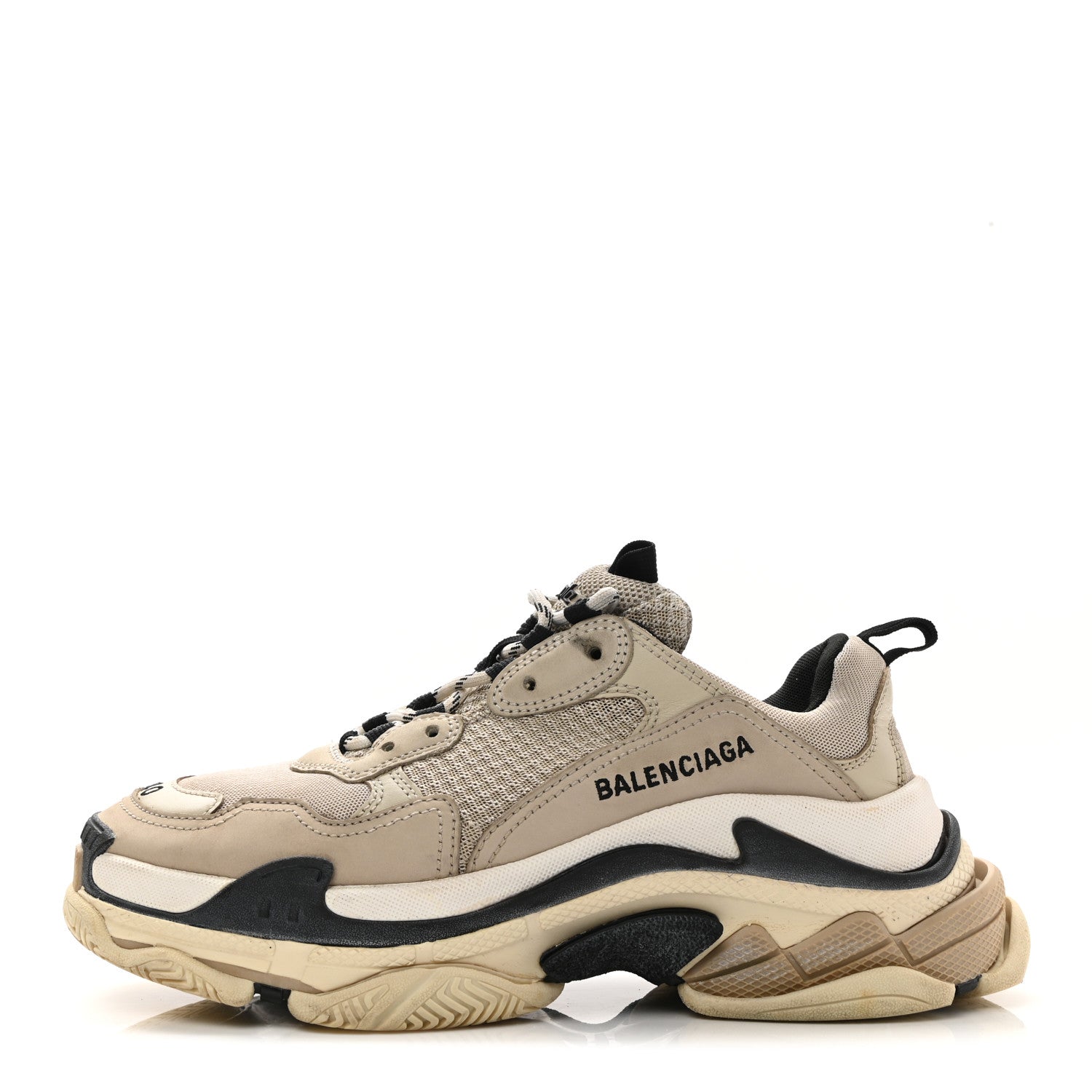 Balenciaga Fabric Mesh Womens Triple S Sneakers 40 Beige Black 1 of 10