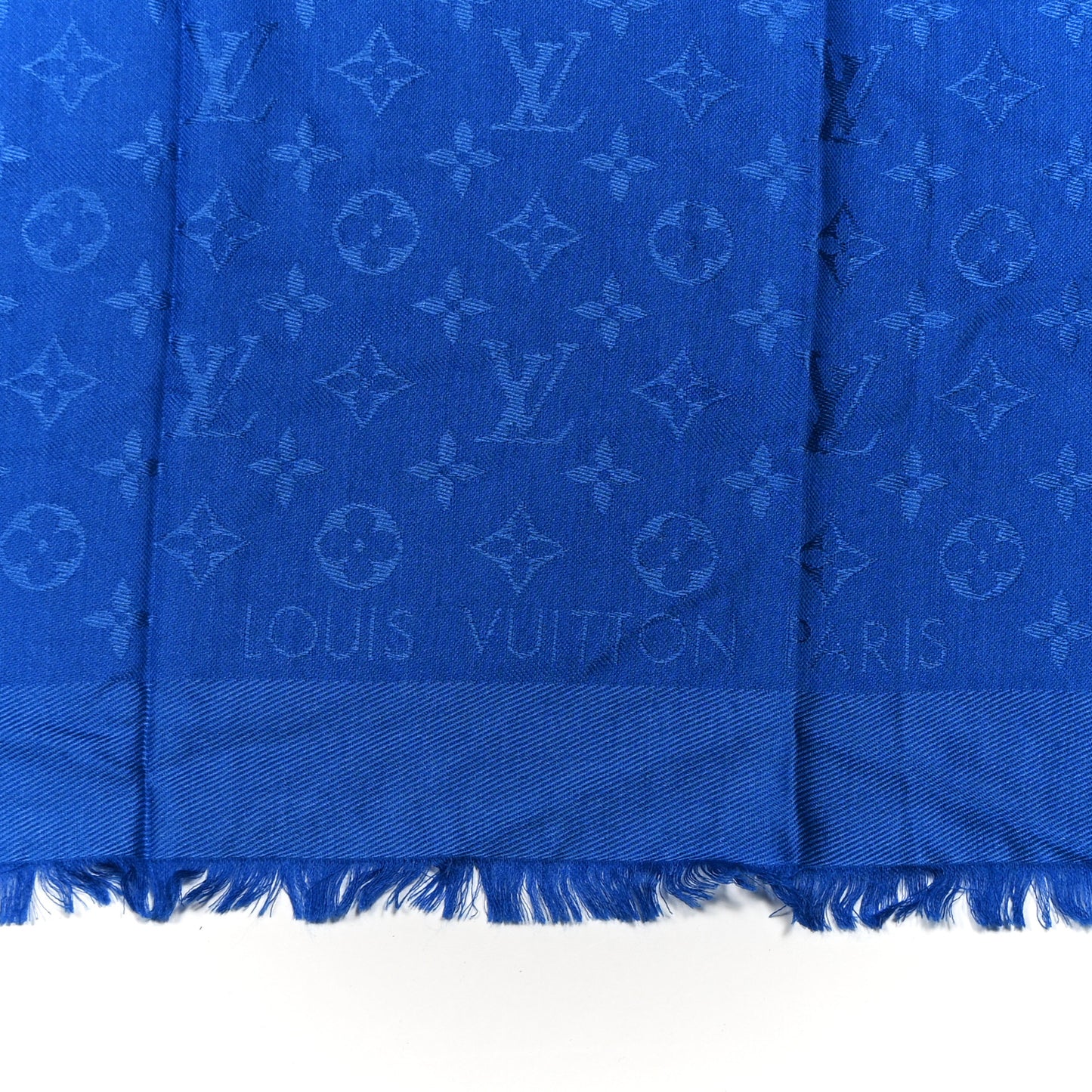 Wool Silk Monogram Shawl Blue