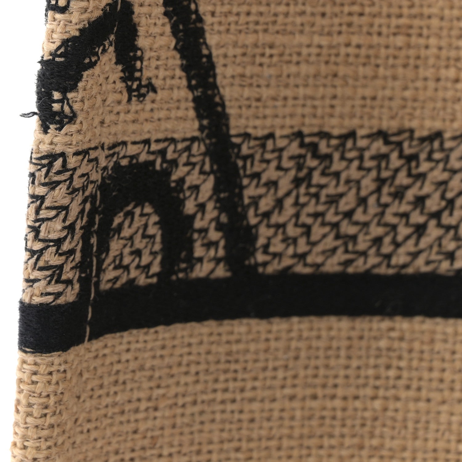 Christian Dior Canvas Jute Embroidered Medium Book Tote Black Beige 11 of 11