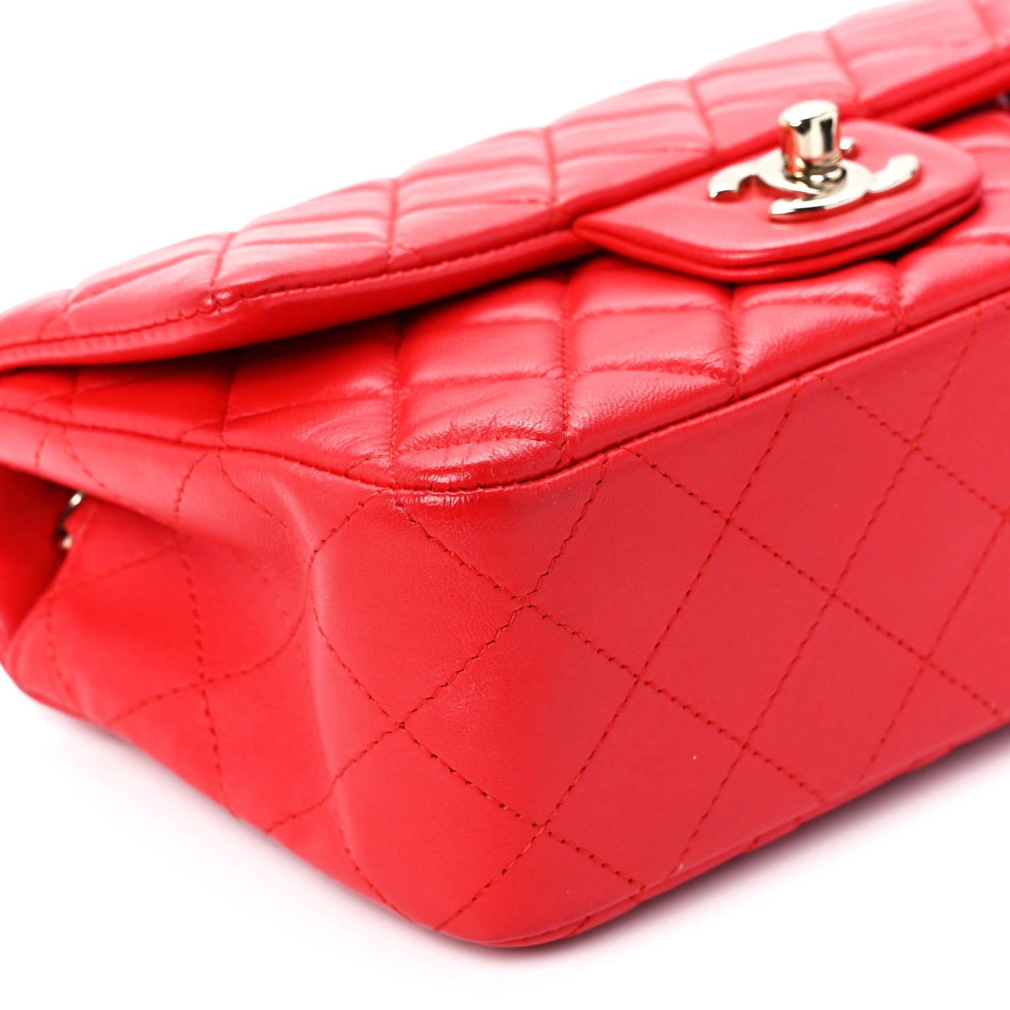Lambskin Quilted Mini Rectangular Flap Red