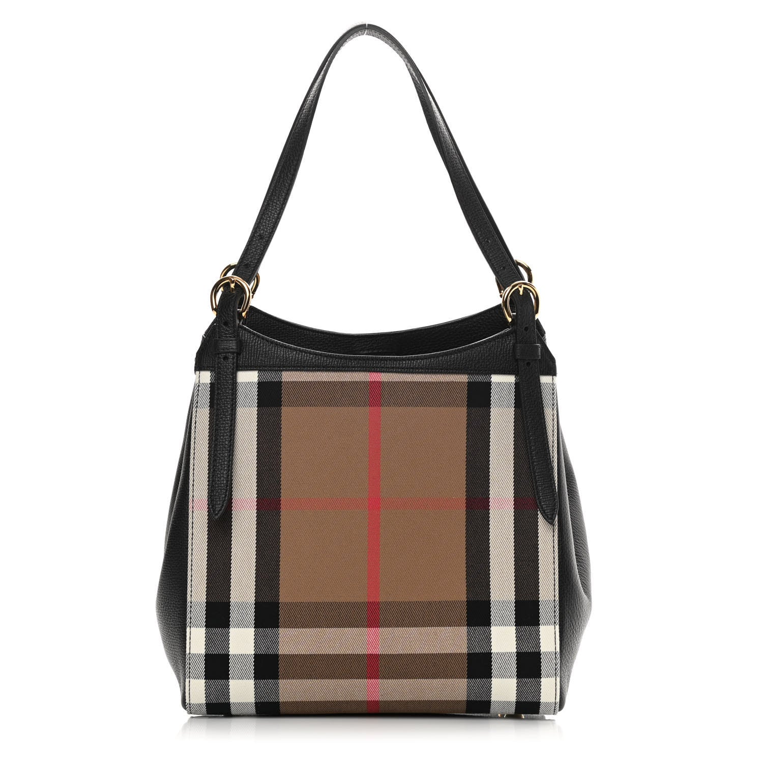 Burberry Grainy Calfskin House Check Small Canterbury Tote Black 1 of 12